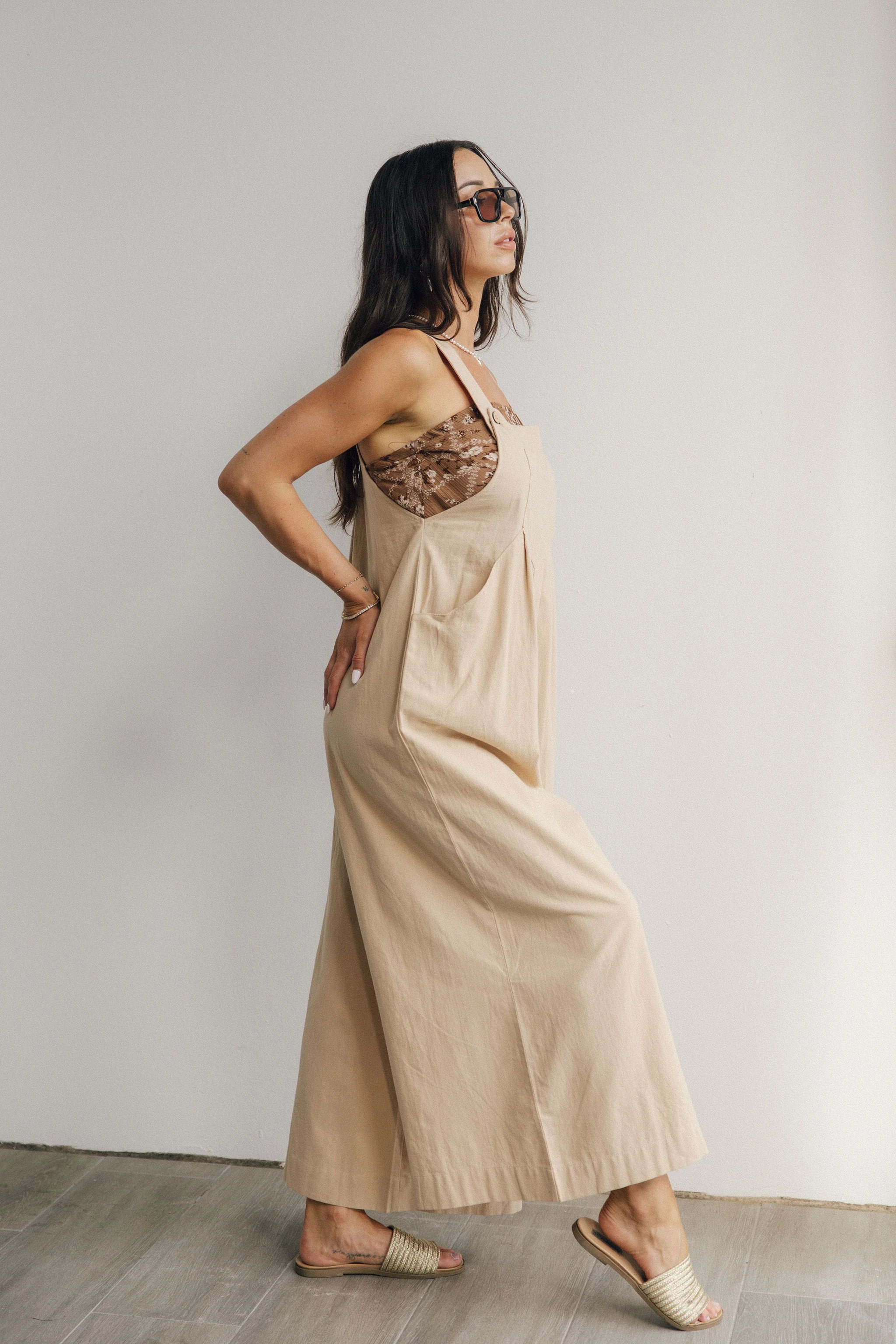Calista Tan Wide Leg Jumpsuit - Image 6