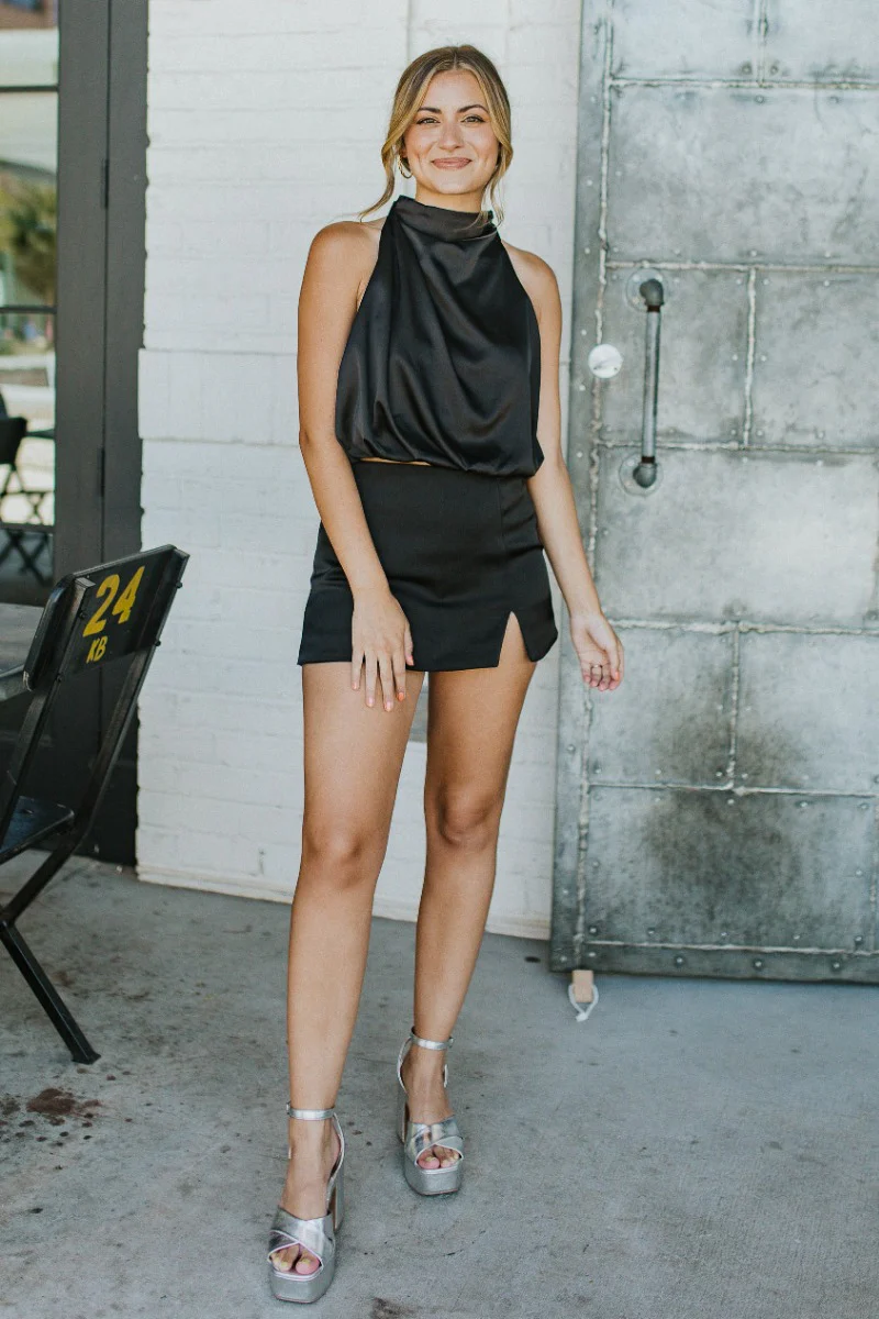 Call Me Later Satin Skort