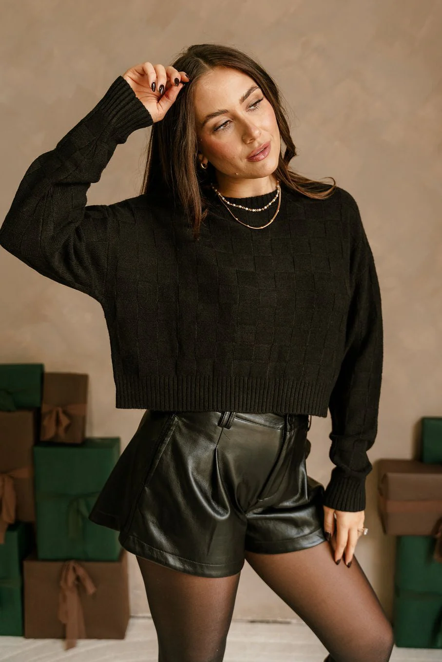 Callen Black Checkered Sweater
