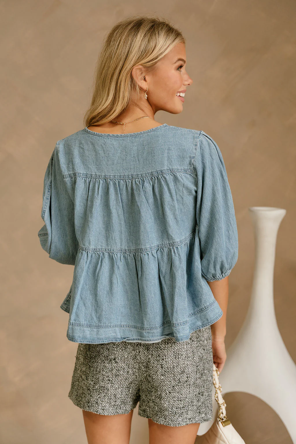 Callie Blue Denim Tiered Top - Image 5