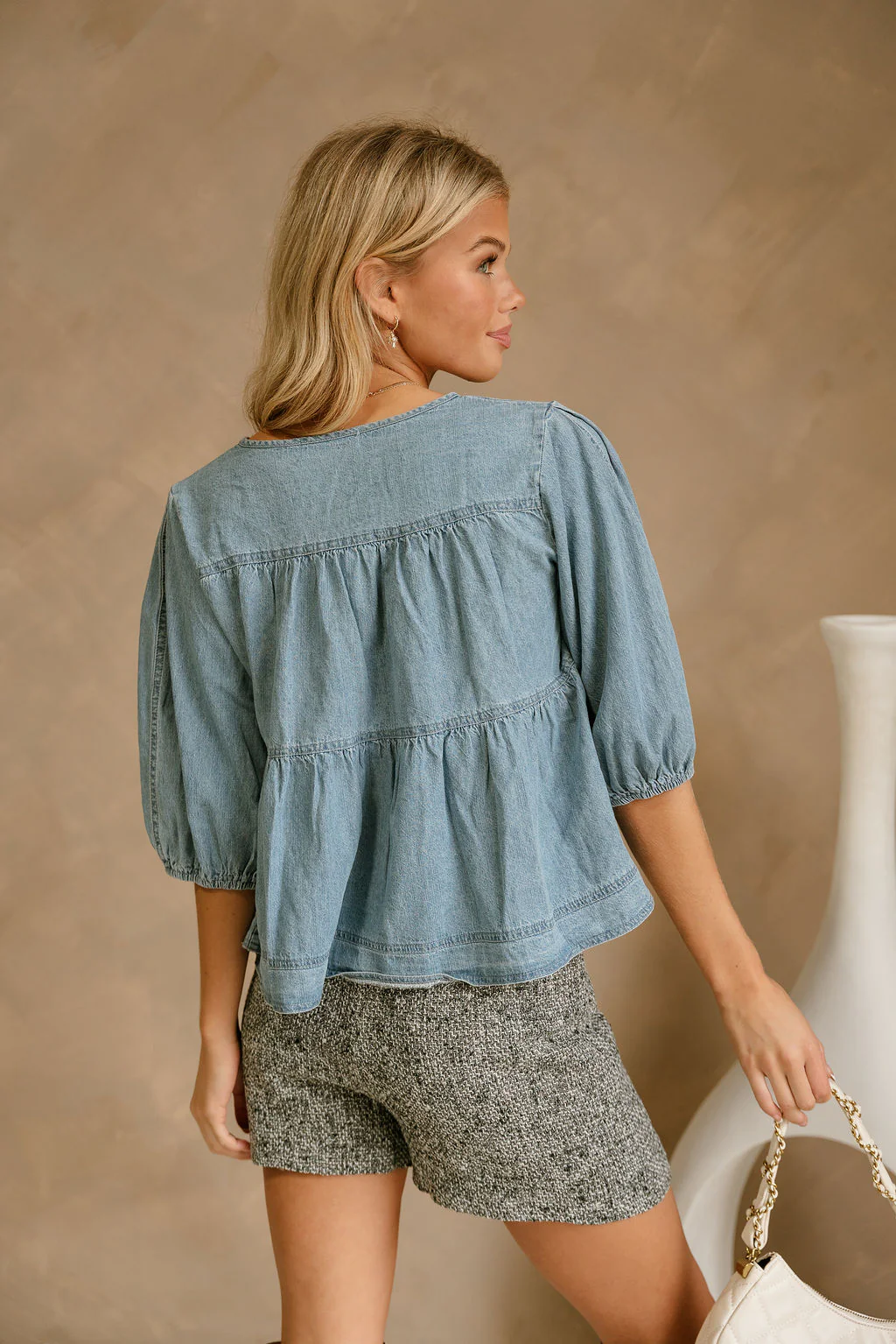 Callie Blue Denim Tiered Top - Image 7