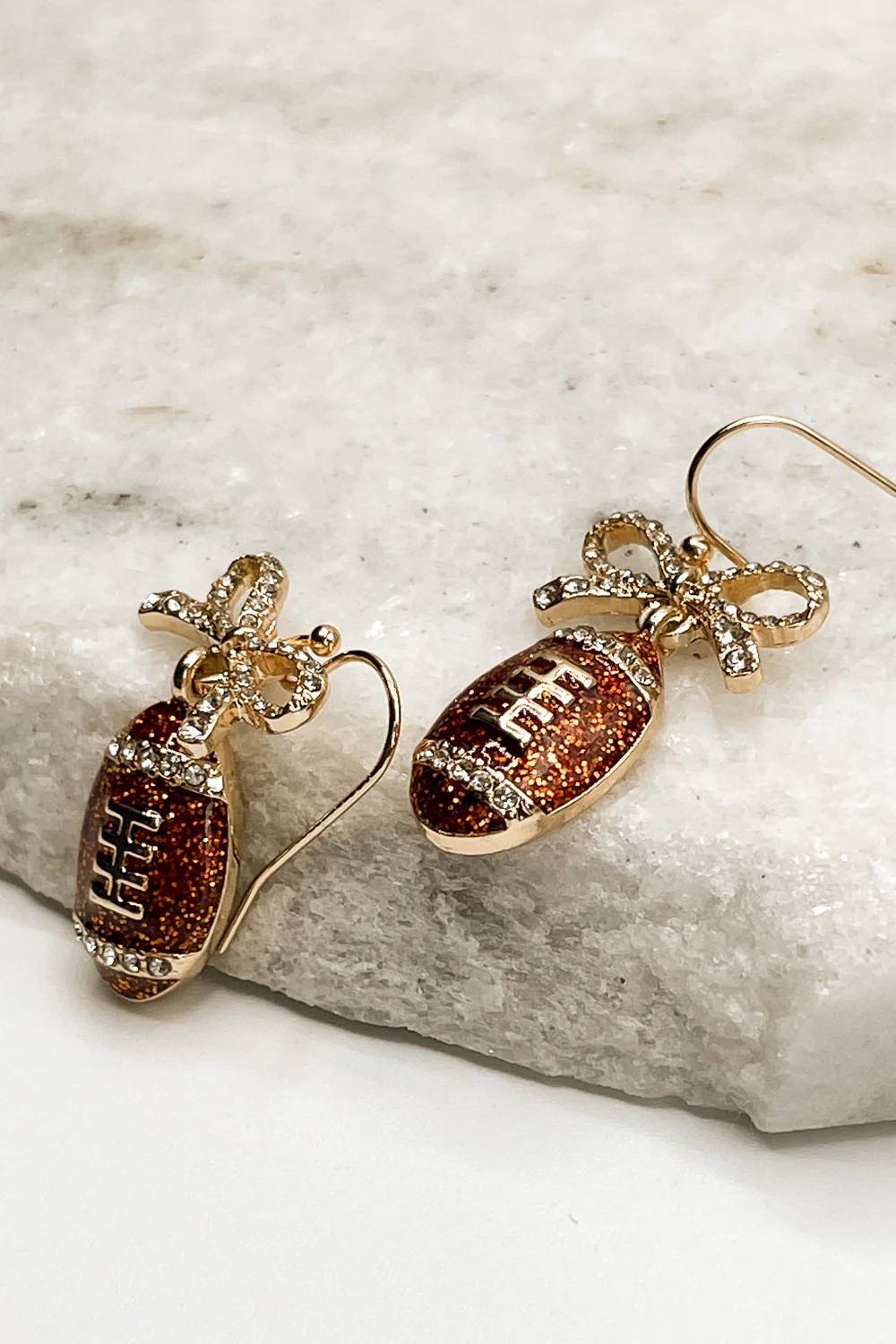 Callie Brown Rhinestone Football Earrings