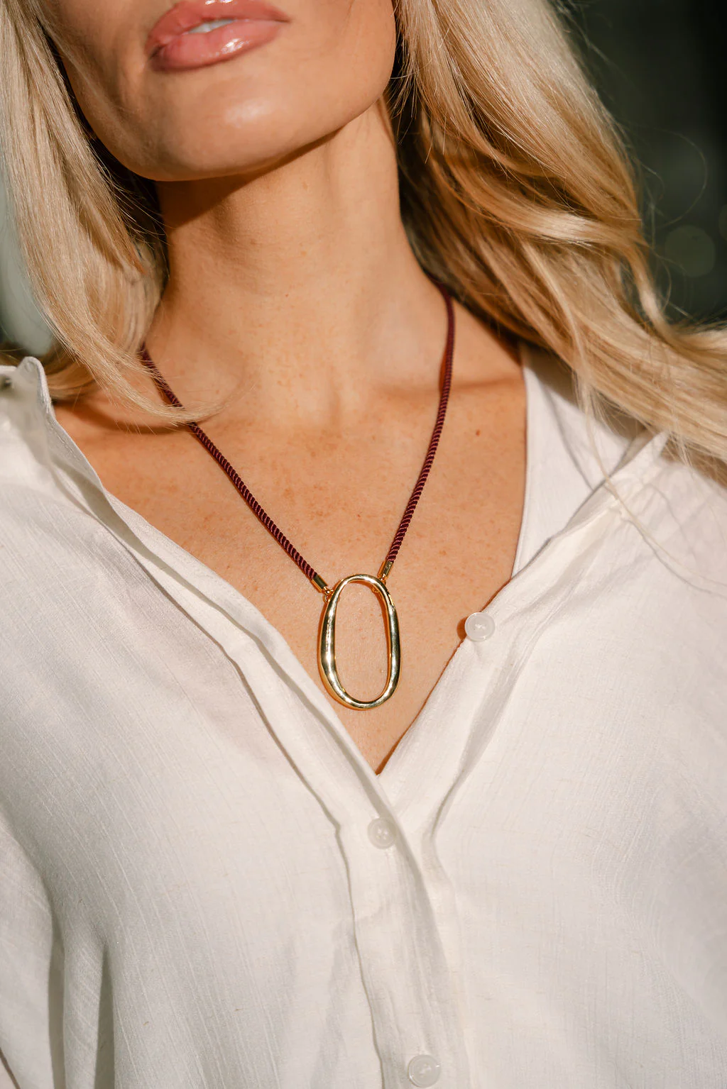 Callie Burgundy Rope Medallion Necklace