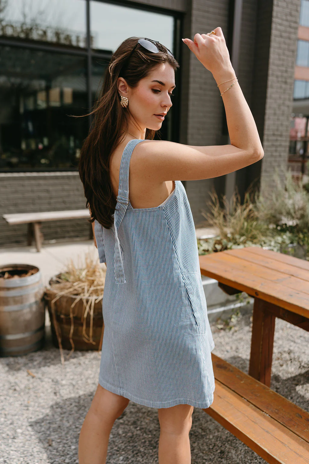 Callie Navy & White Stripe Dress - Image 2