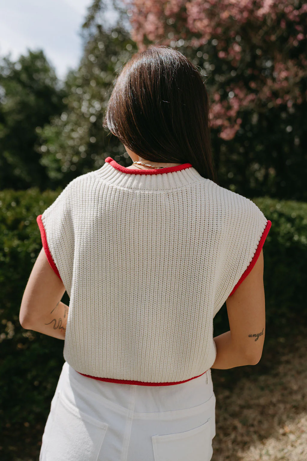 Callista Cream American Flag Knit Tank - Image 8
