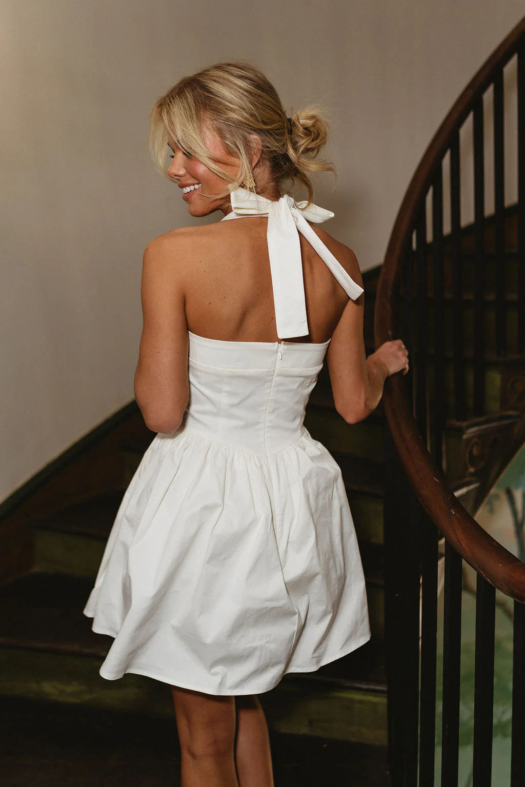 Callista White Halter Neckline Mini Dress - Image 11