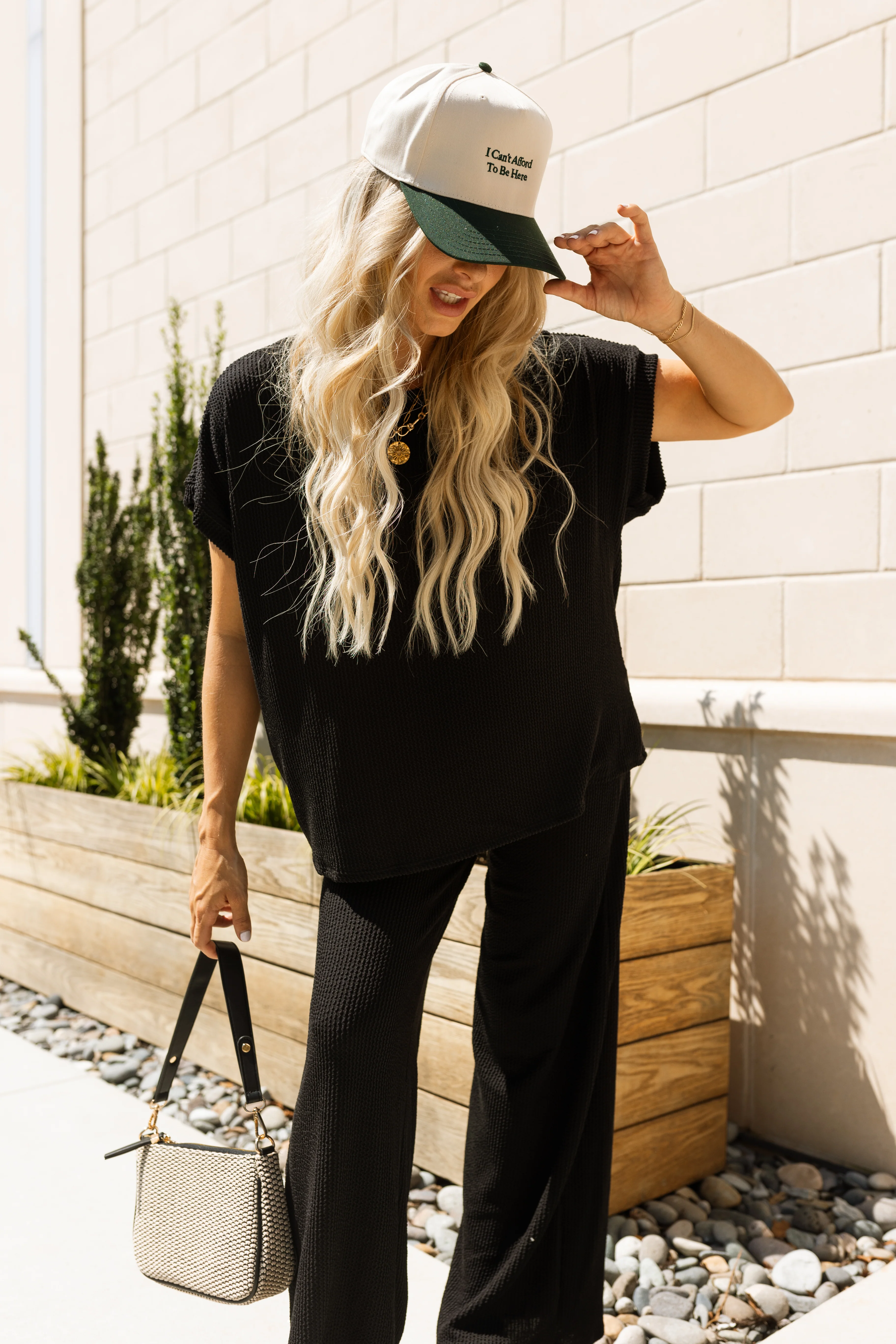 Cameron Black Ribbed Short Sleeve Top - Image 2