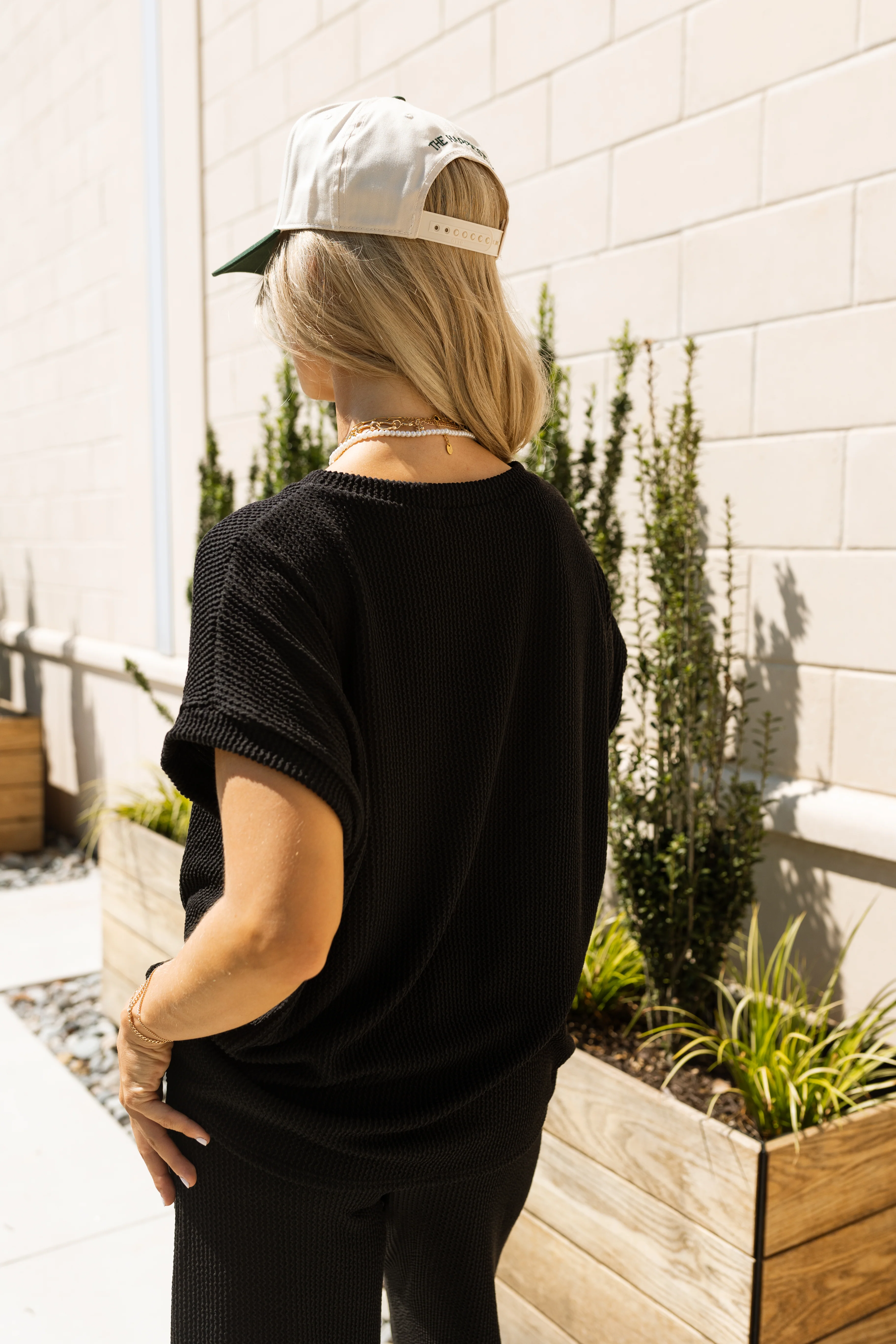 Cameron Black Ribbed Short Sleeve Top - Image 4