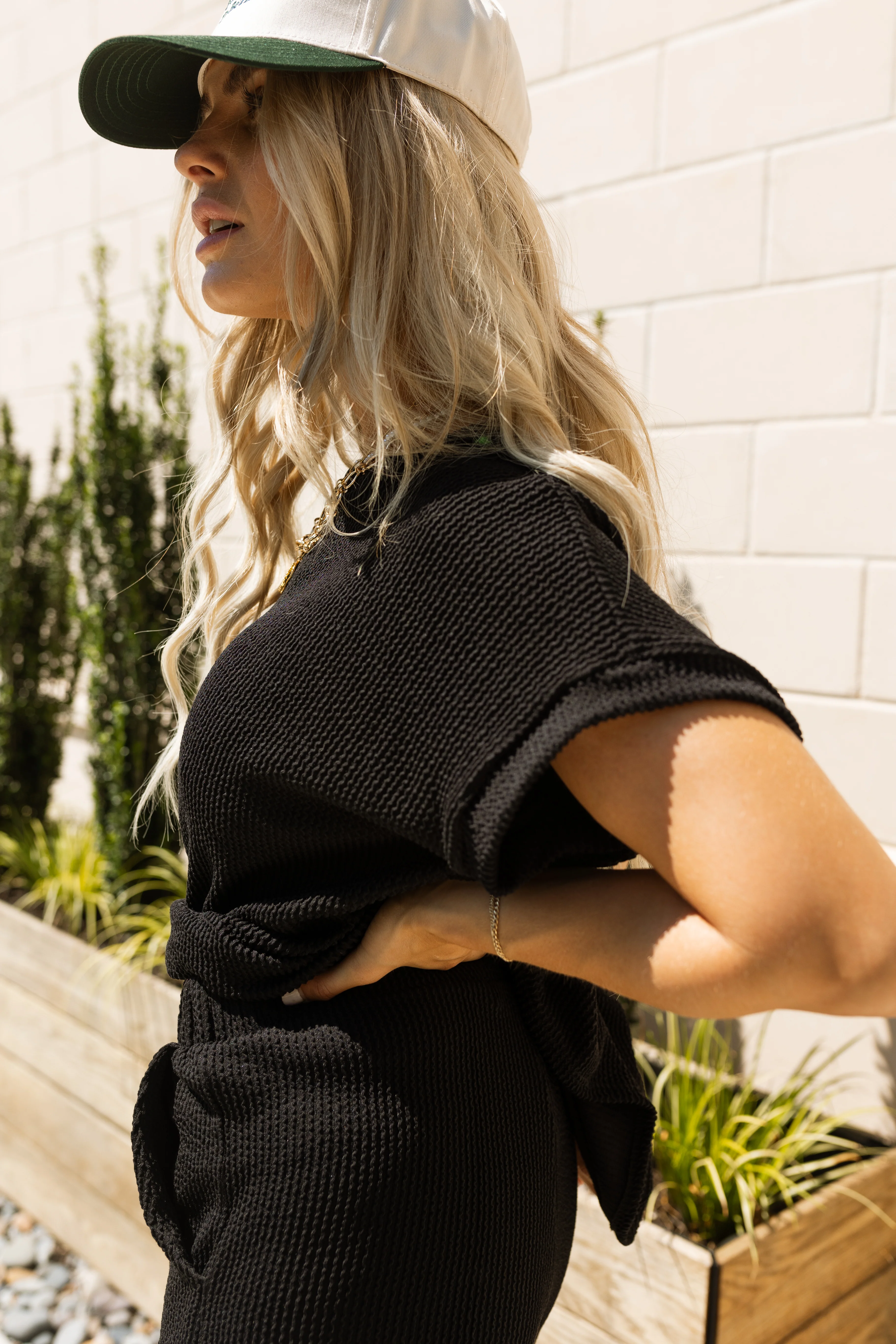 Cameron Black Ribbed Short Sleeve Top - Image 5