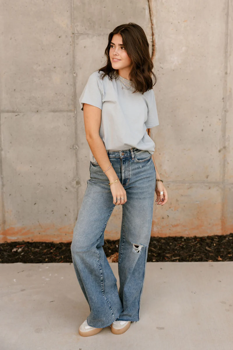 Cameron Dusty Blue Short Sleeve Tee - Image 3