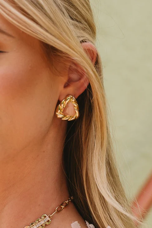 Cameron Gold & Pink Triangle Stud Earrings