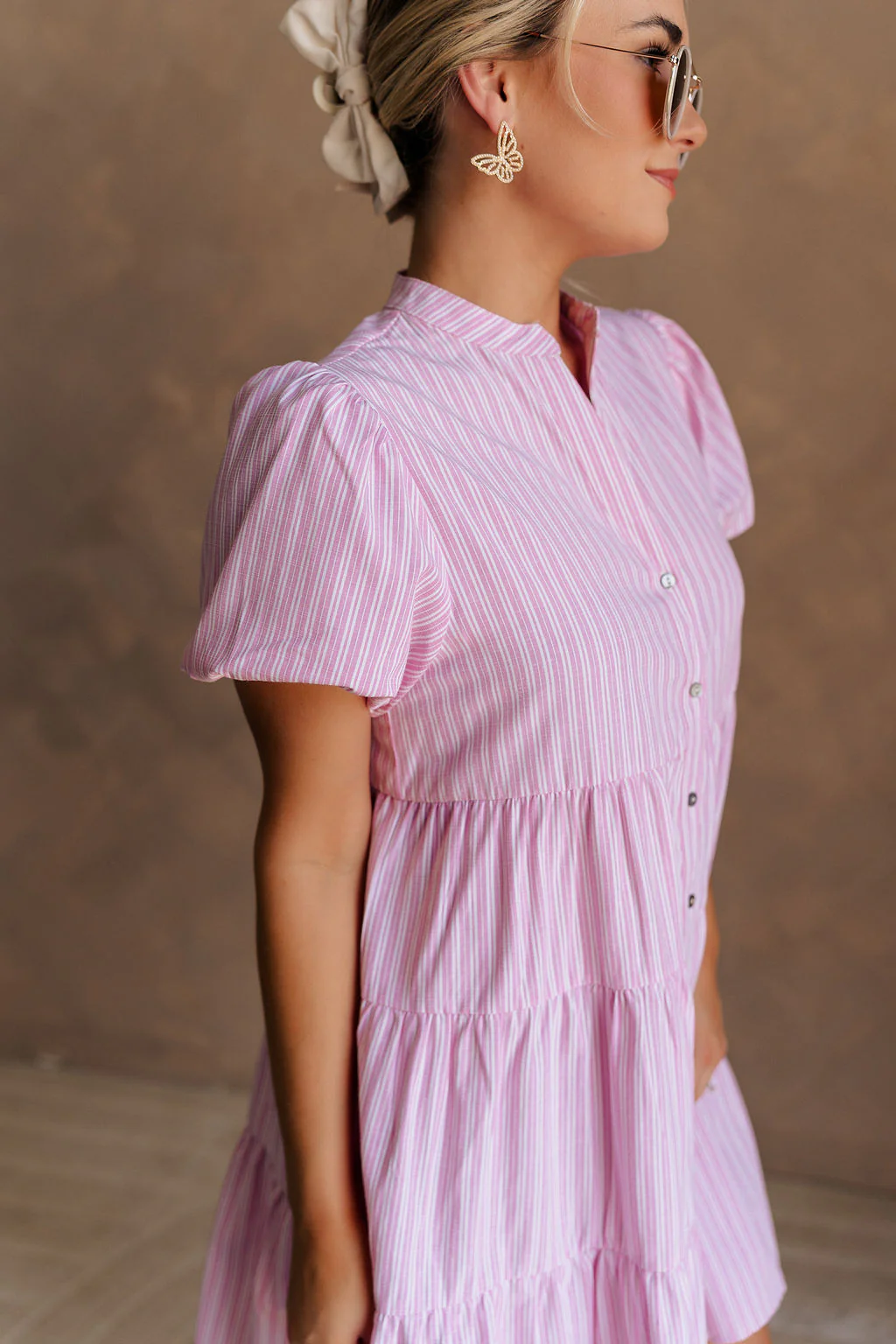Cameron Pink & White Striped Dress - Image 2