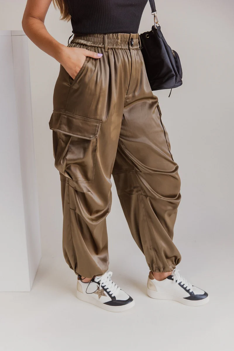 Cameron Satin Cargo Joggers - Image 2