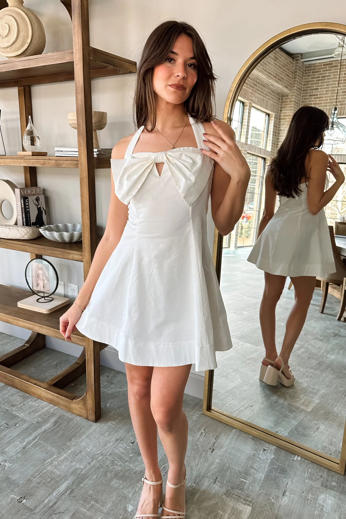 Cameron White Bow Halter Mini Dress - Image 6