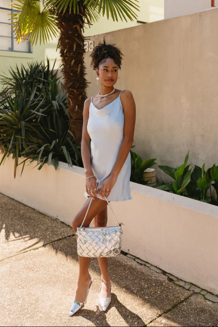 Camila Baby Blue Satin Mini Dress