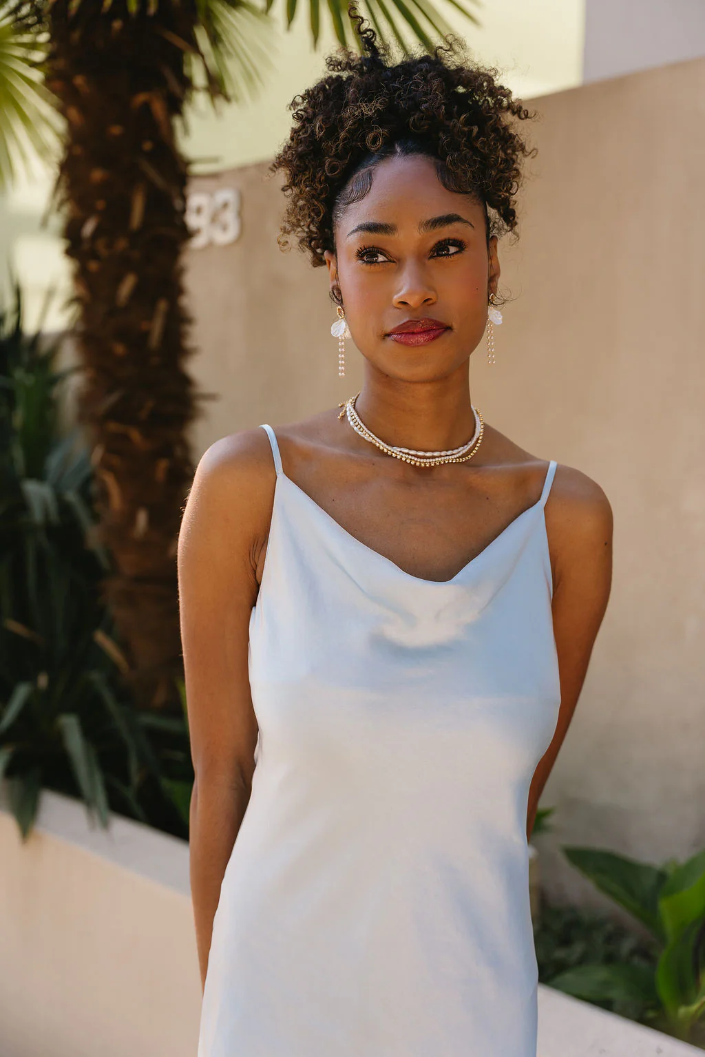 Camila Baby Blue Satin Mini Dress - Image 5