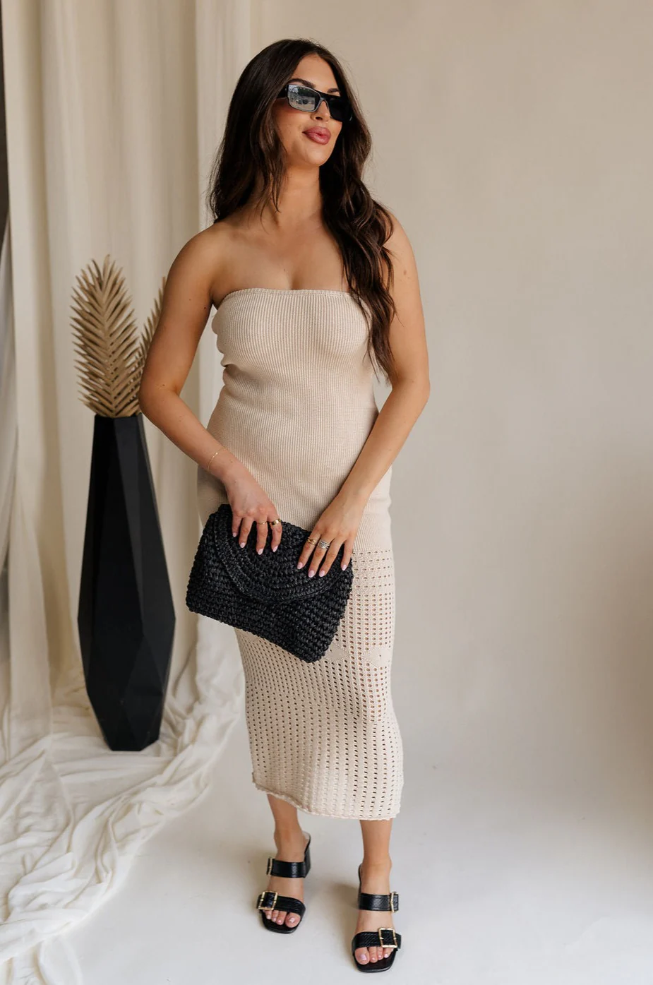 Camila Oat Strapless Knit Midi Dress - Image 6