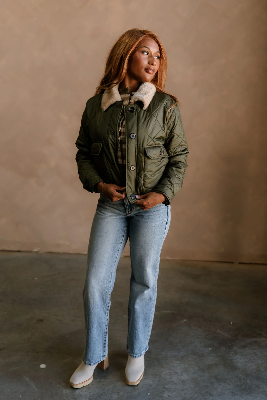 Camila Olive Puffer & Beige Fur Jacket - Image 2