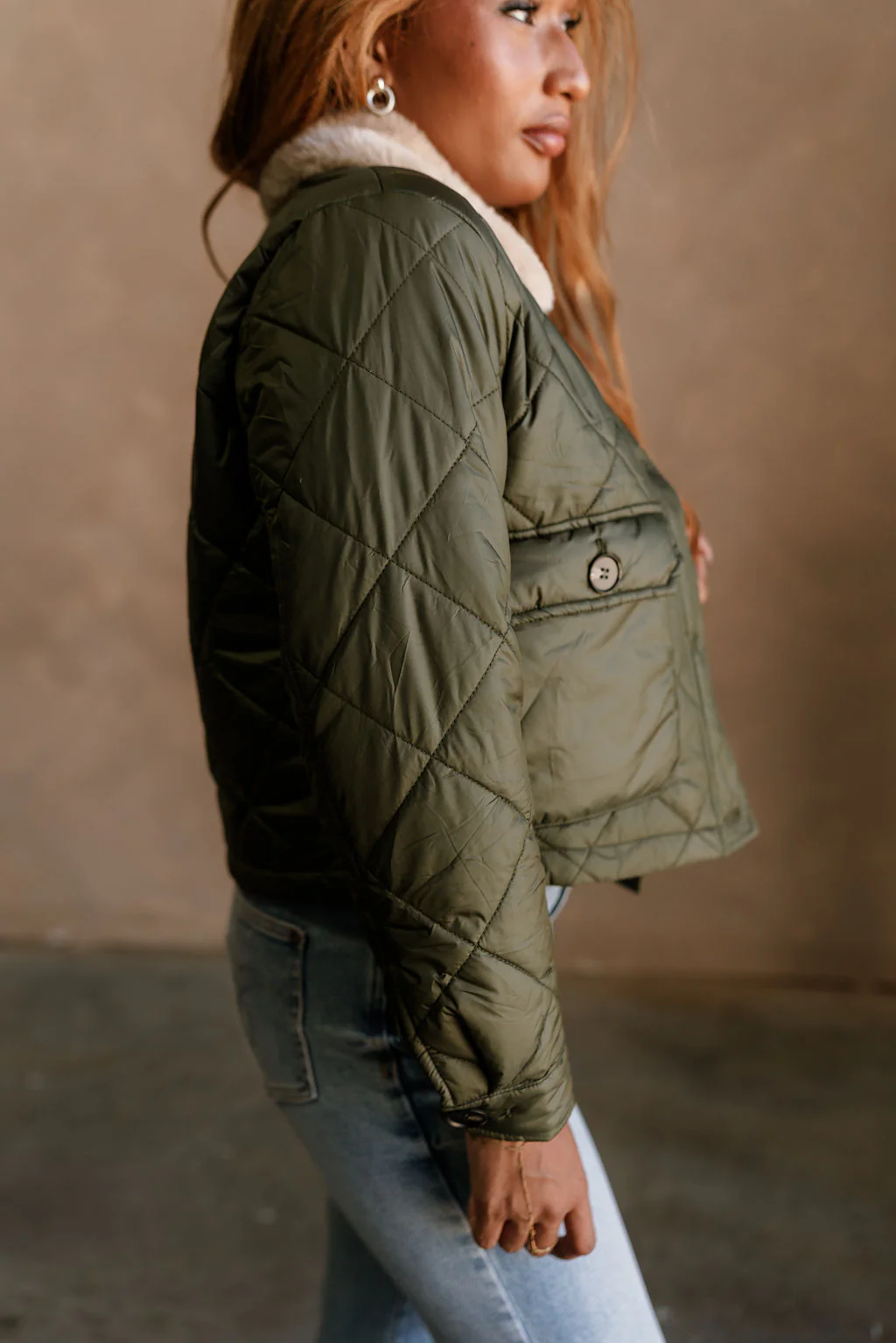 Camila Olive Puffer & Beige Fur Jacket - Image 3