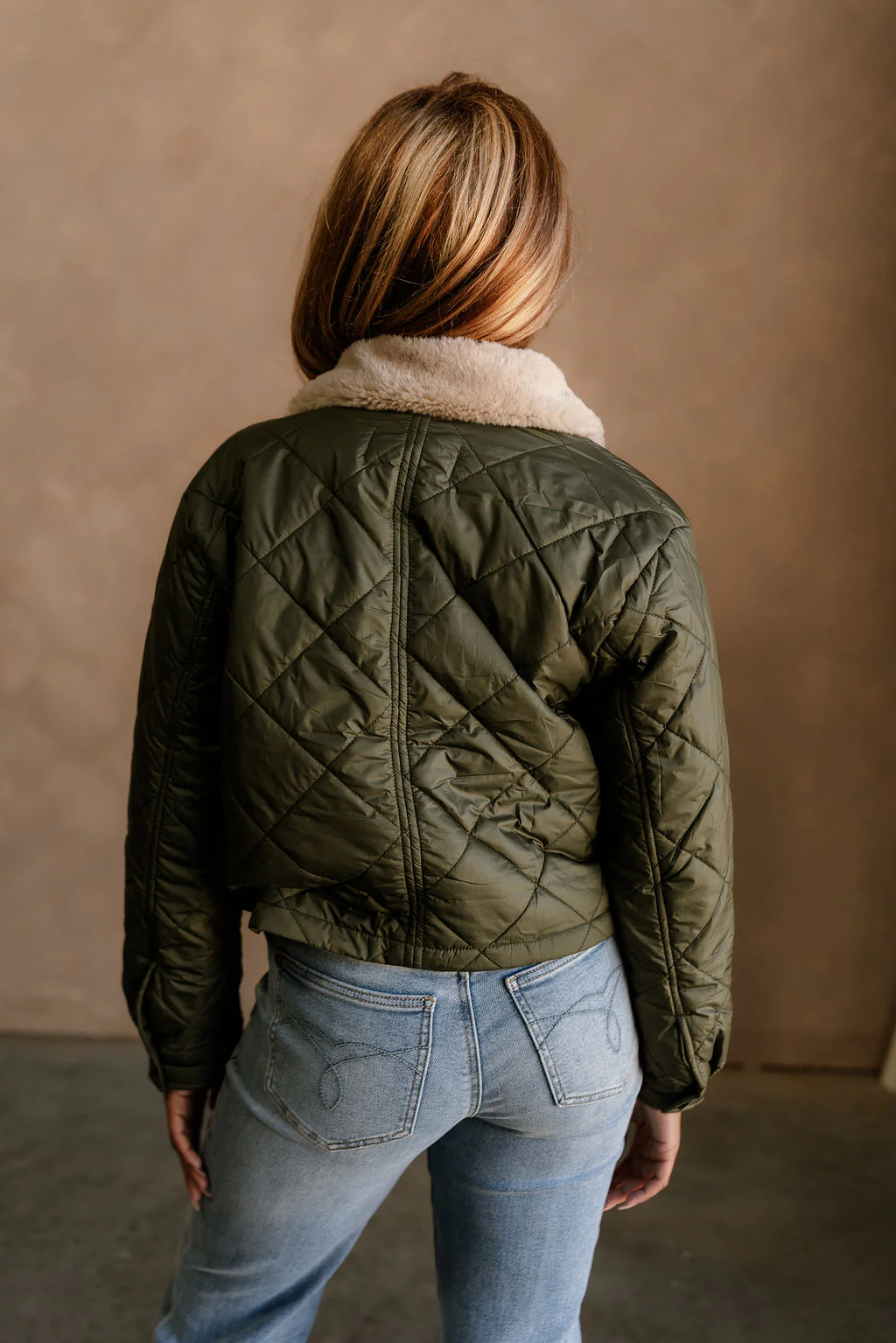 Camila Olive Puffer & Beige Fur Jacket - Image 7