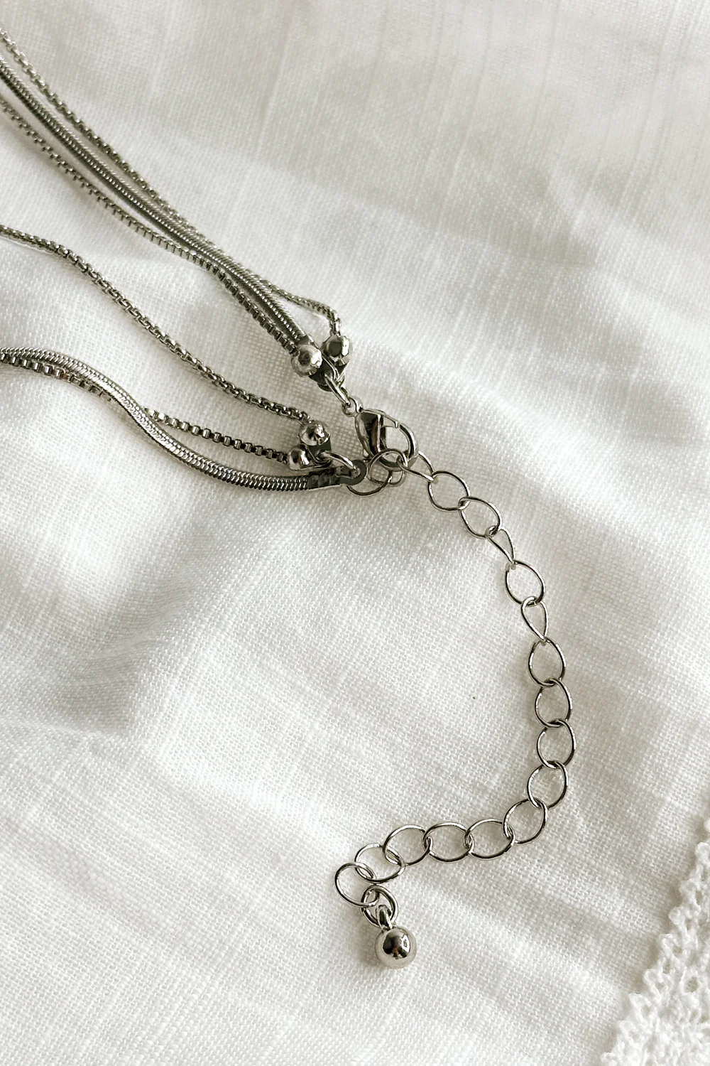 Camila Silver Triple Layered Chain Necklace - Image 3