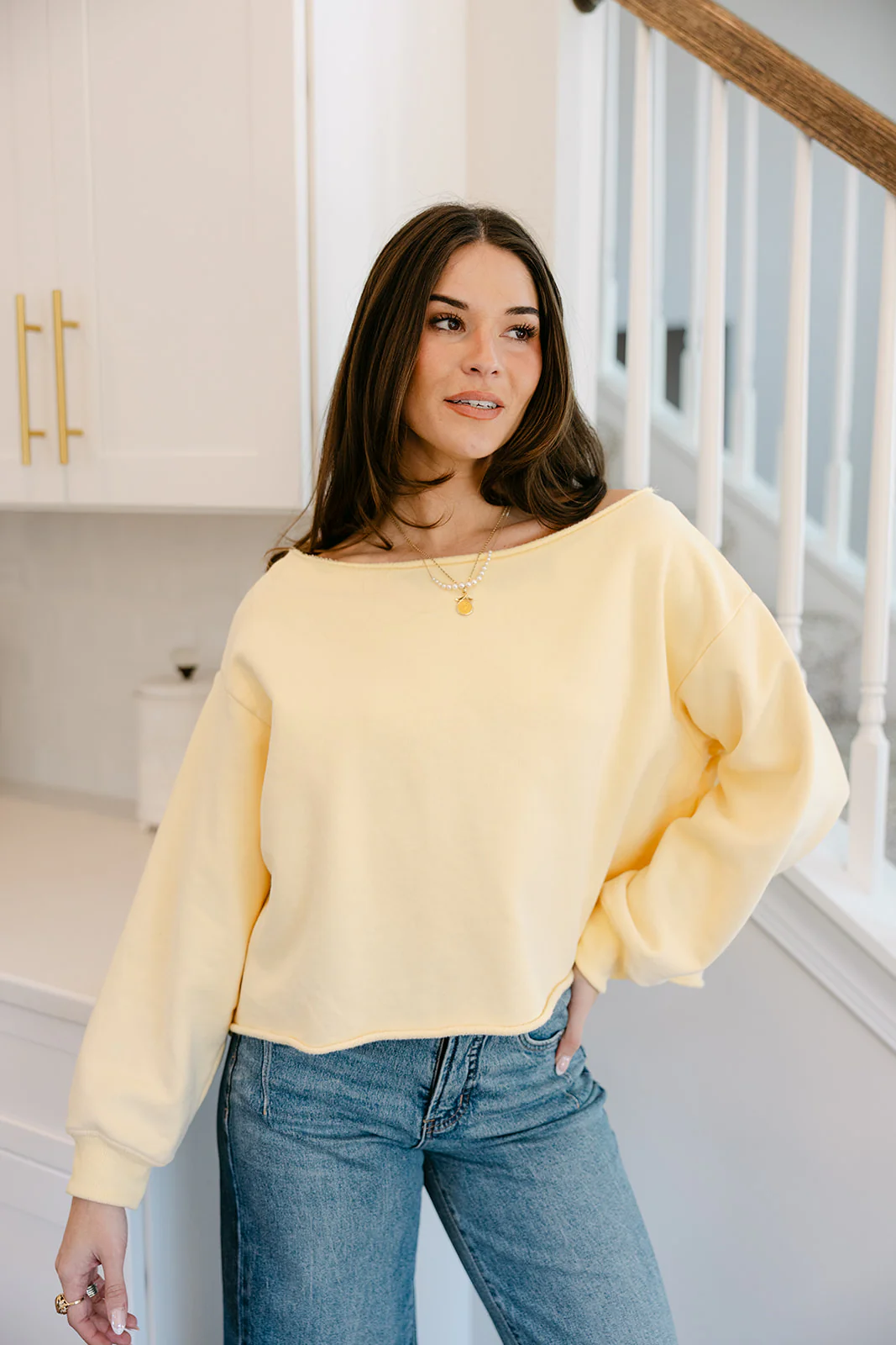 Camila Soft Yellow Scoop Neck Pullover