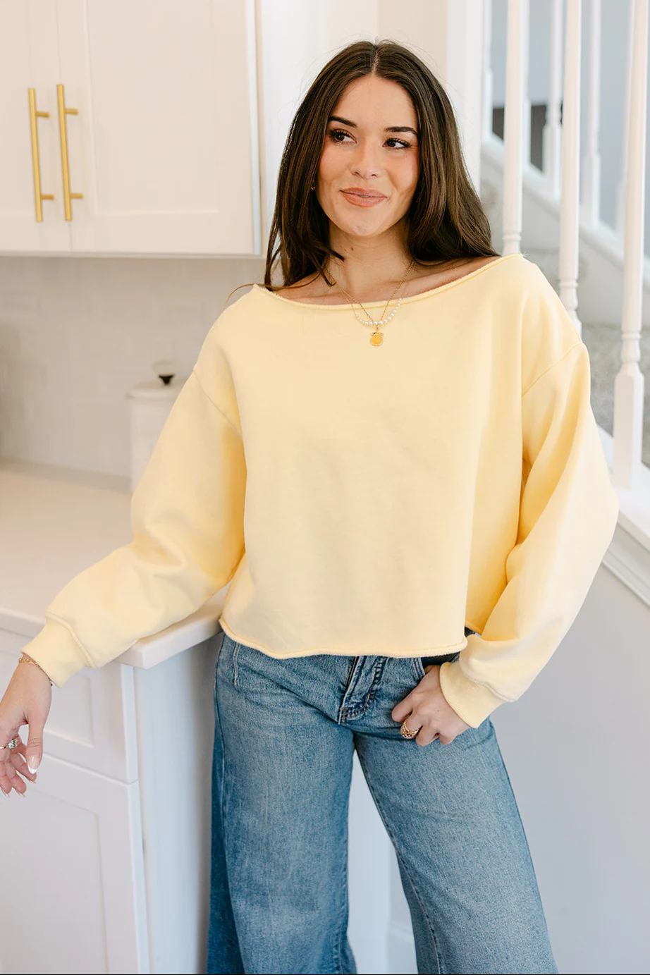 Camila Soft Yellow Scoop Neck Pullover - Image 6