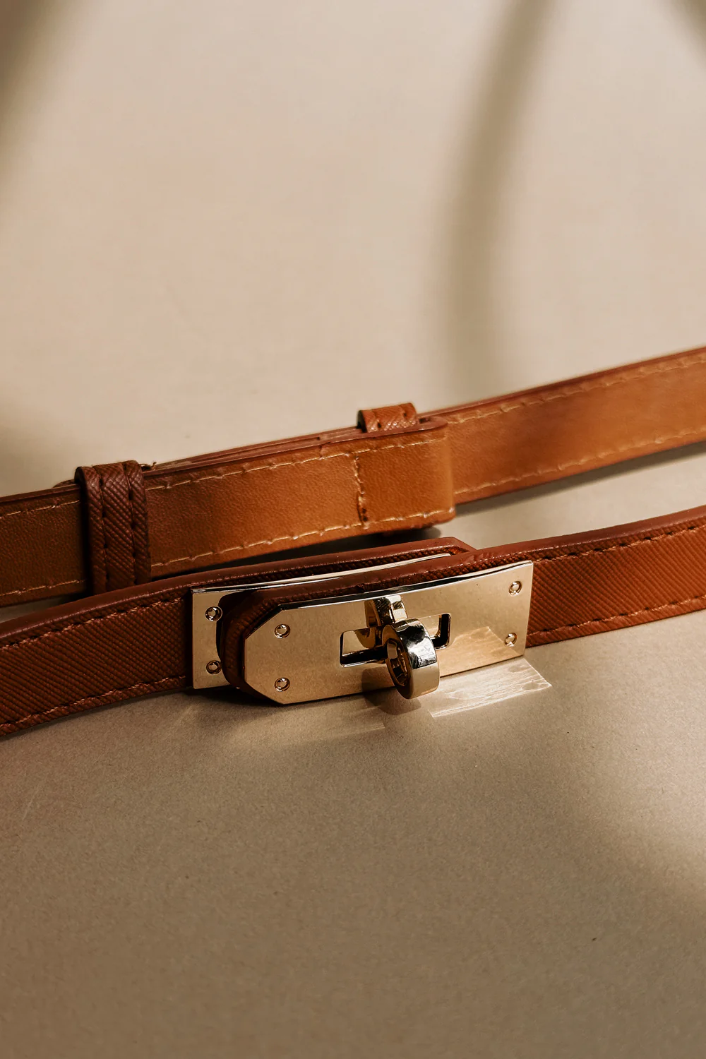 Camilla Brown & Gold Rectangle Buckle Belt