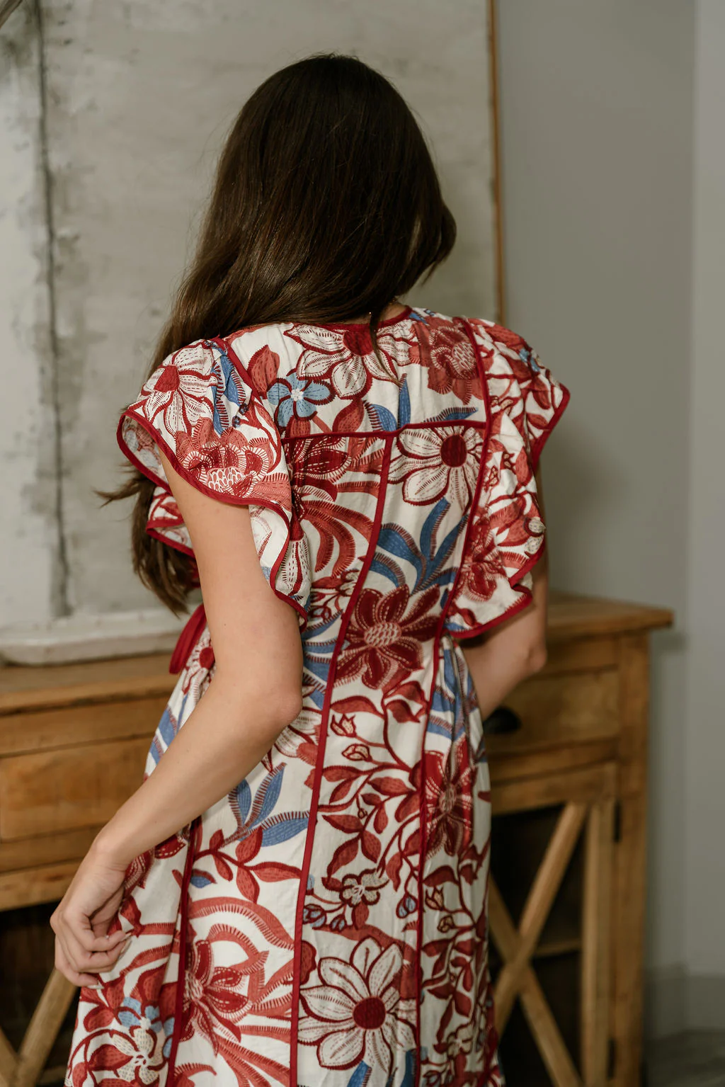 Camilla Multi Floral Ruffle Midi Dress - Image 10