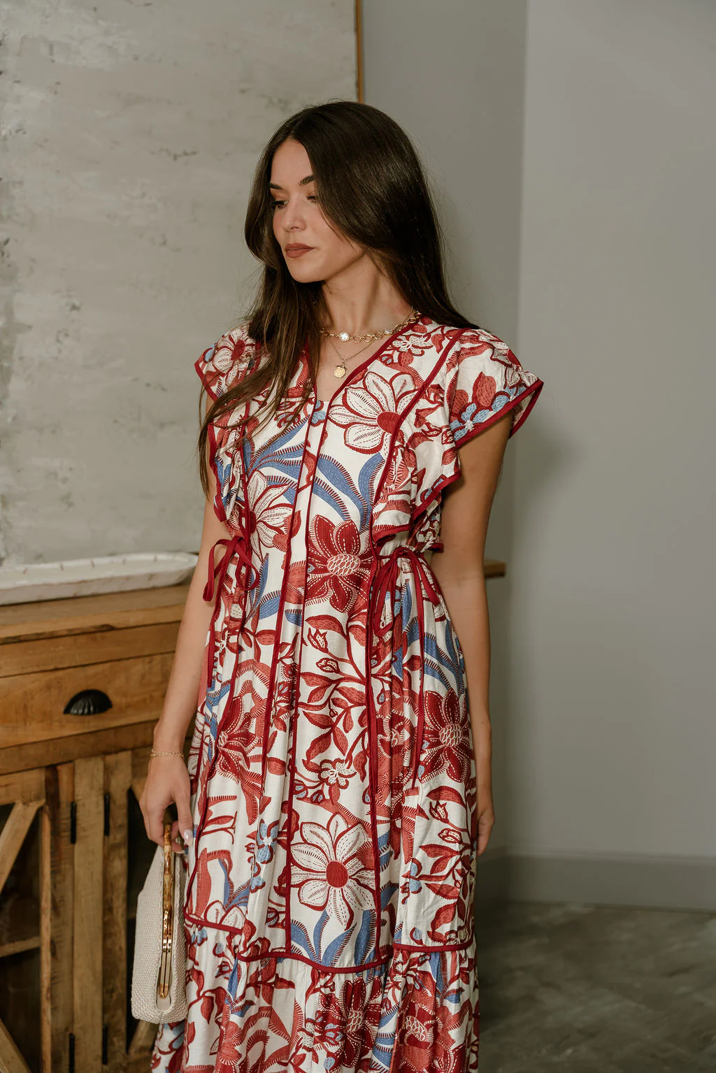 Camilla Multi Floral Ruffle Midi Dress - Image 4