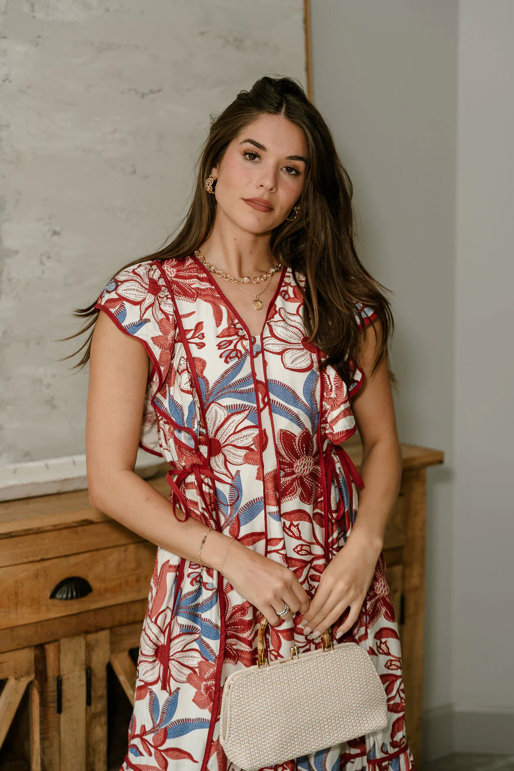 Camilla Multi Floral Ruffle Midi Dress - Image 5