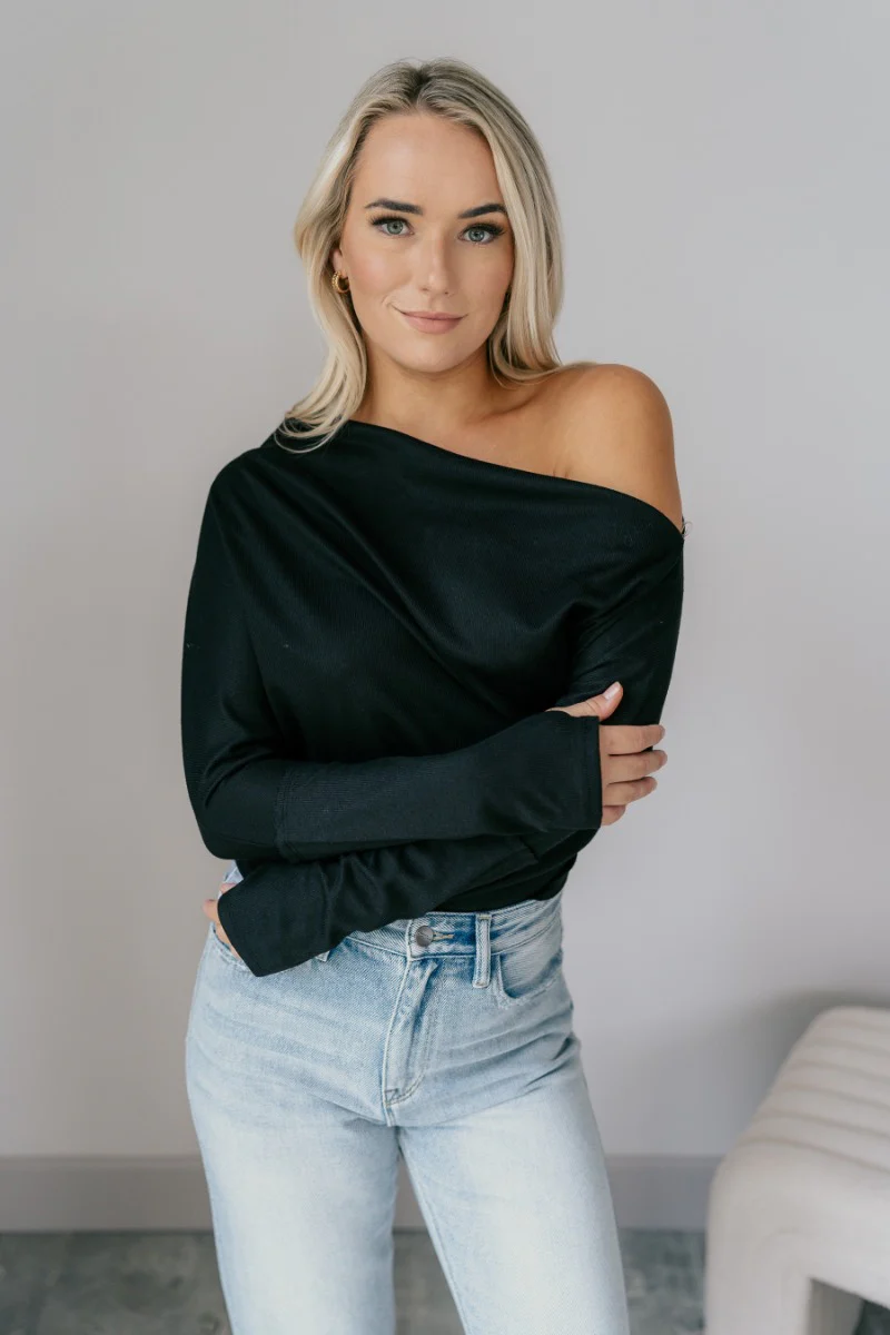 Camille Black Off-The-Shoulder Top - Image 2