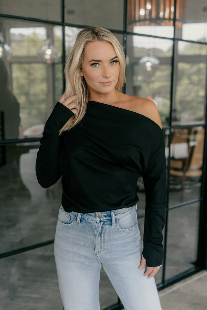Camille Black Off-The-Shoulder Top - Image 8