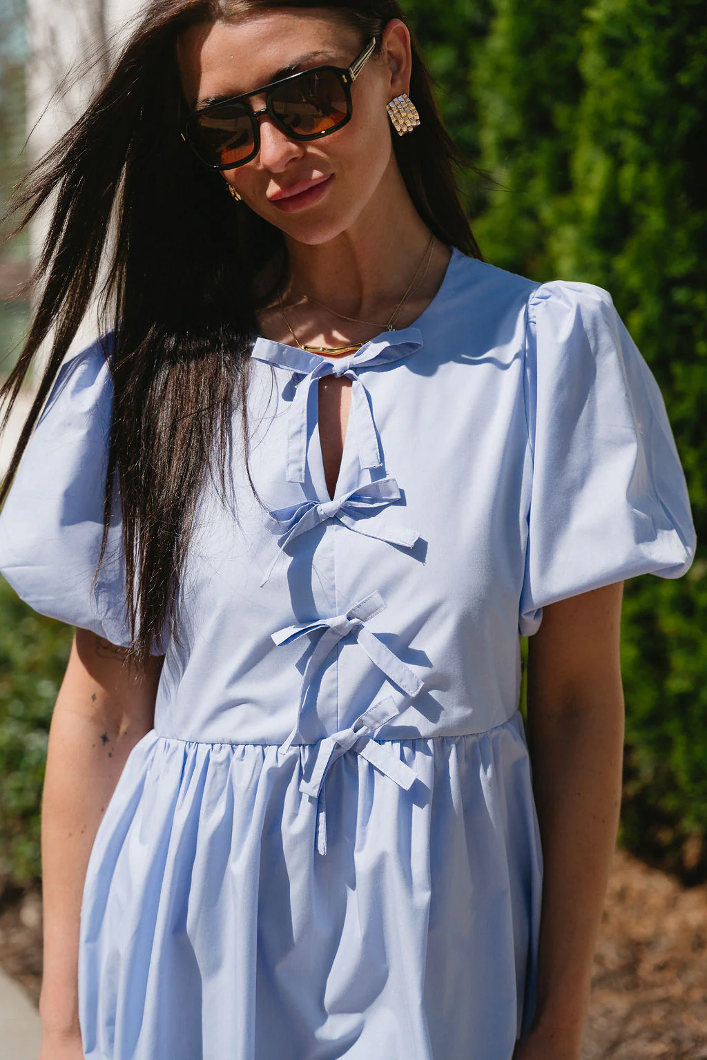Camille Blue Bows Mini Dress - Image 2