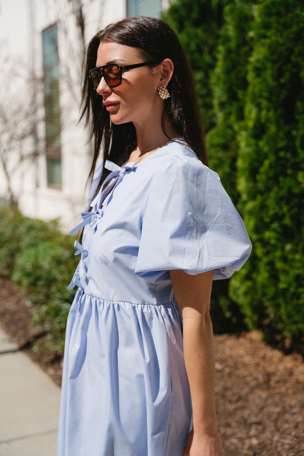 Camille Blue Bows Mini Dress - Image 3