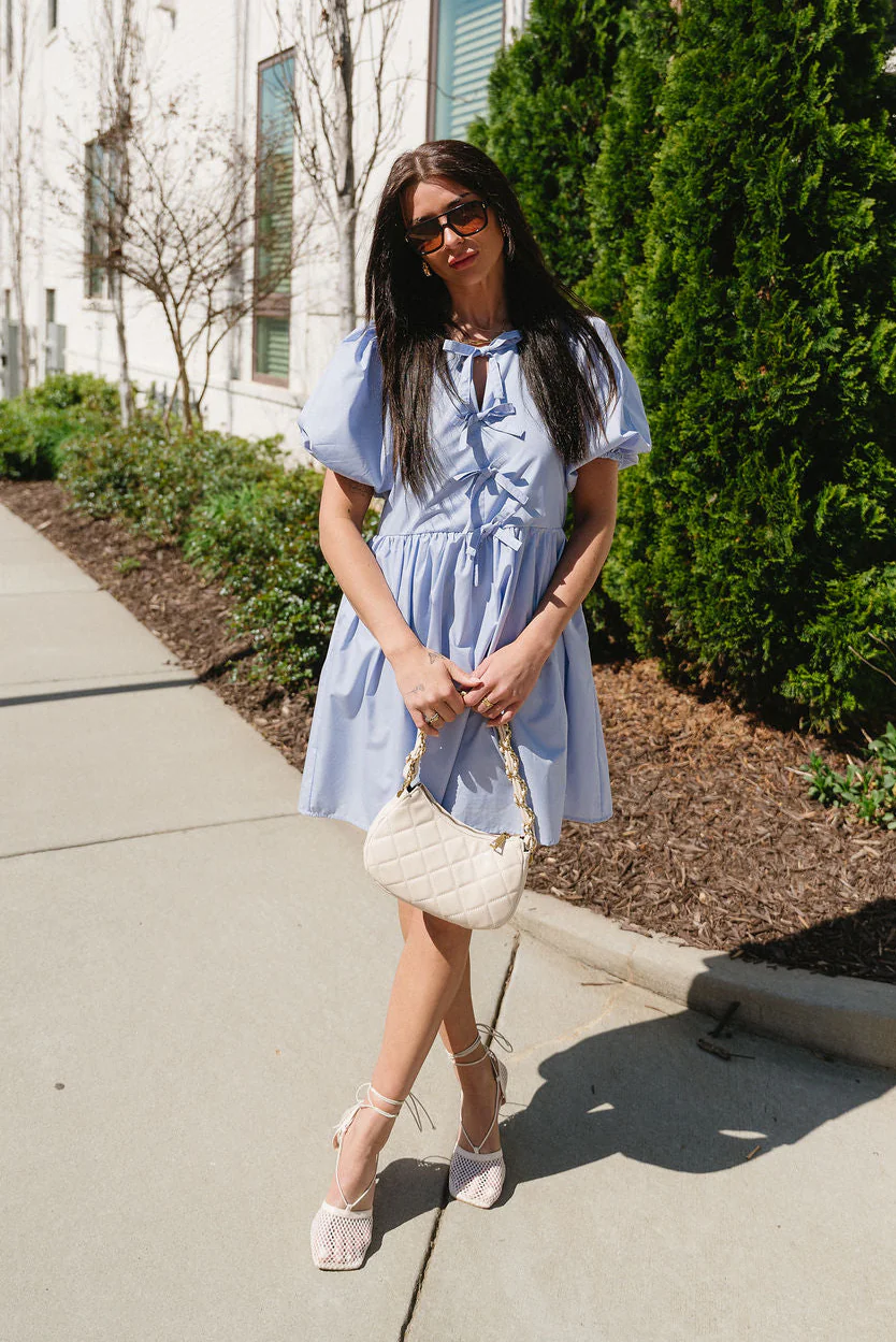 Camille Blue Bows Mini Dress - Image 5