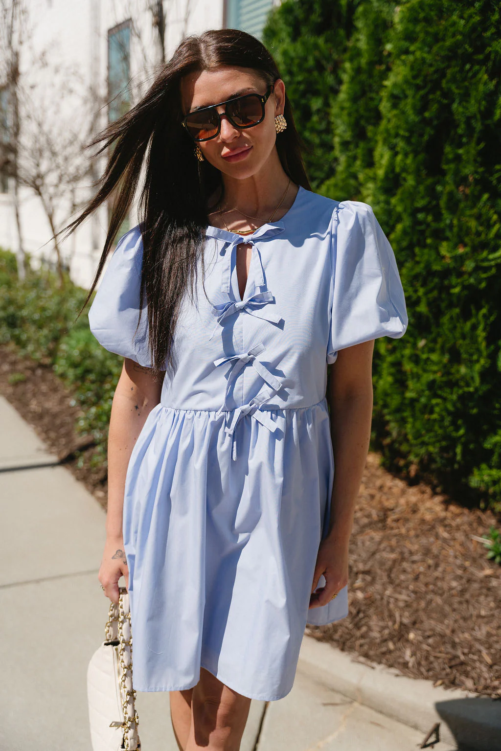 Camille Blue Bows Mini Dress - Image 7