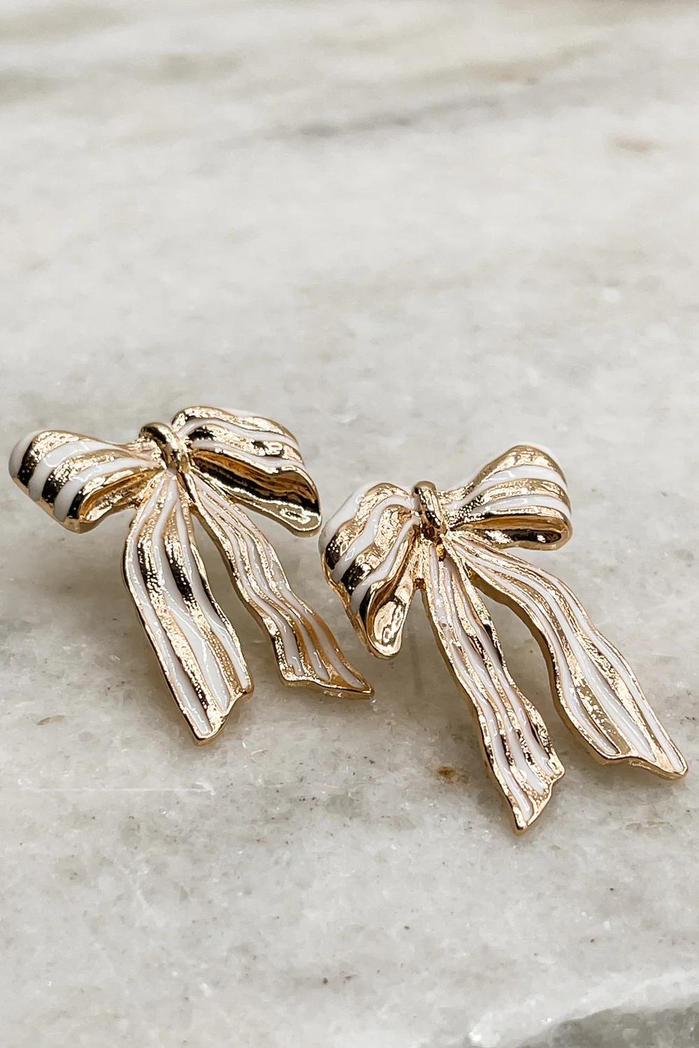 Camille Gold and Ivory Bow Studs
