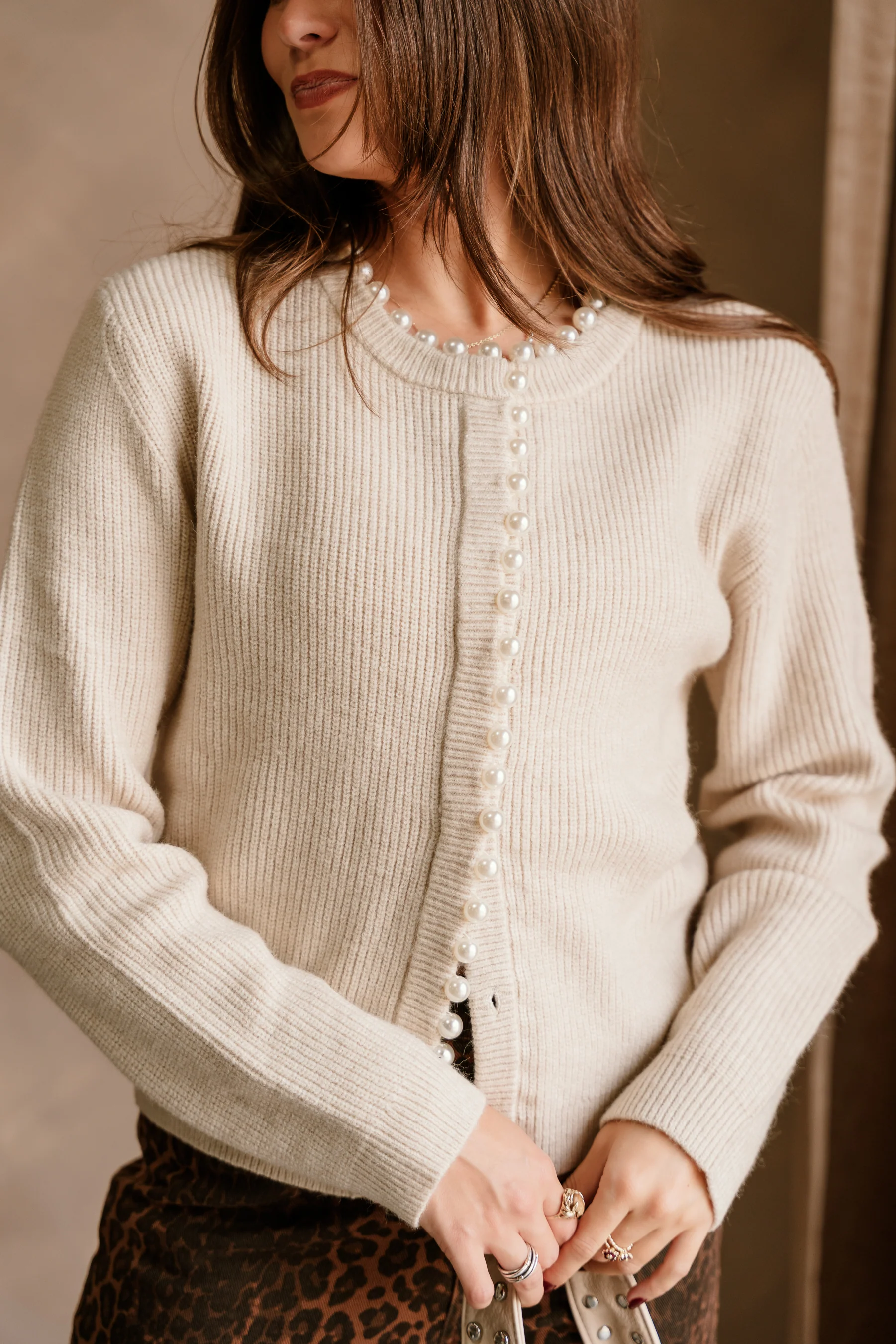 Camille Ivory & Pearl Knit Cardigan - Image 2