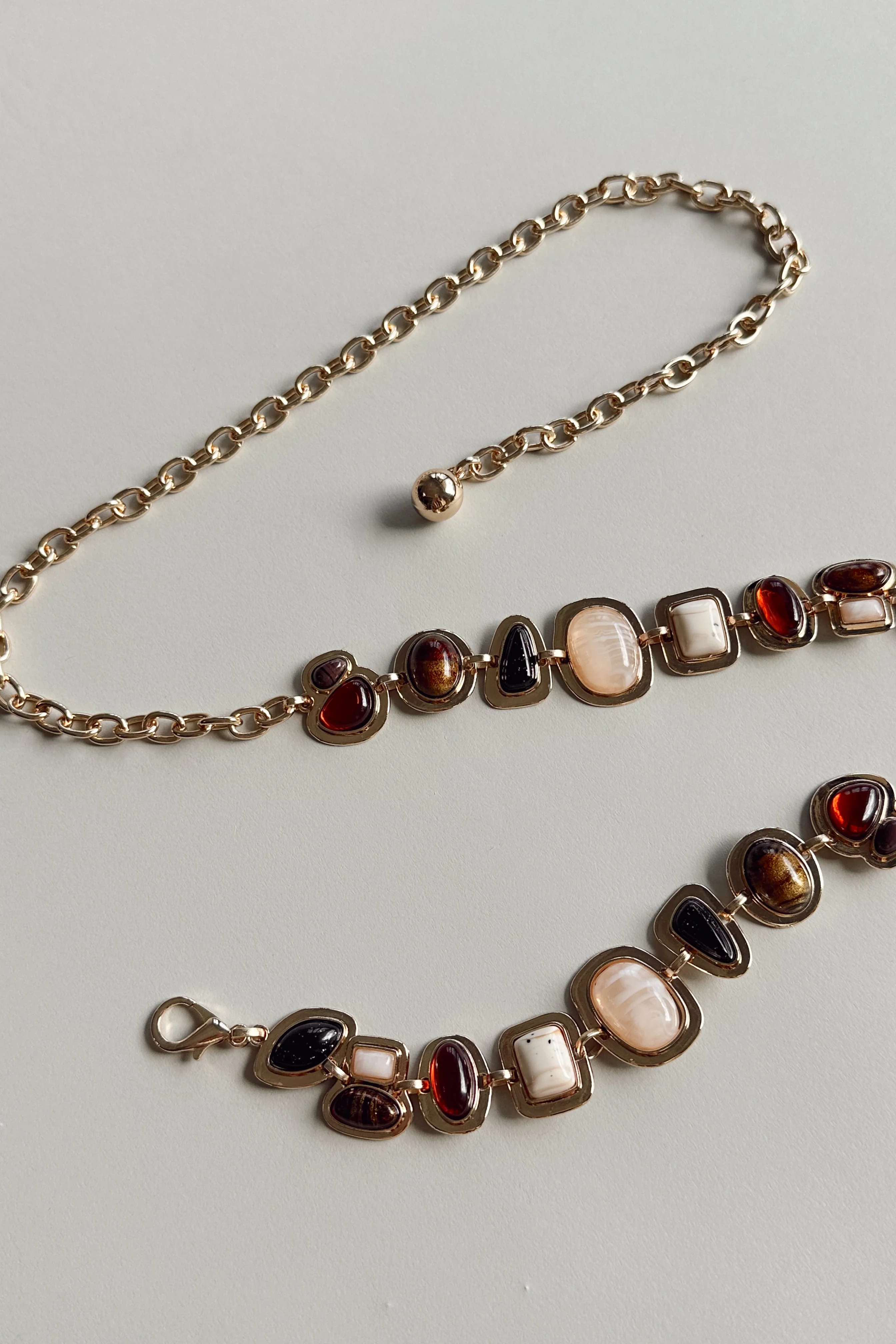 Camille Multi Stone & Gold Chain Belt - Image 2