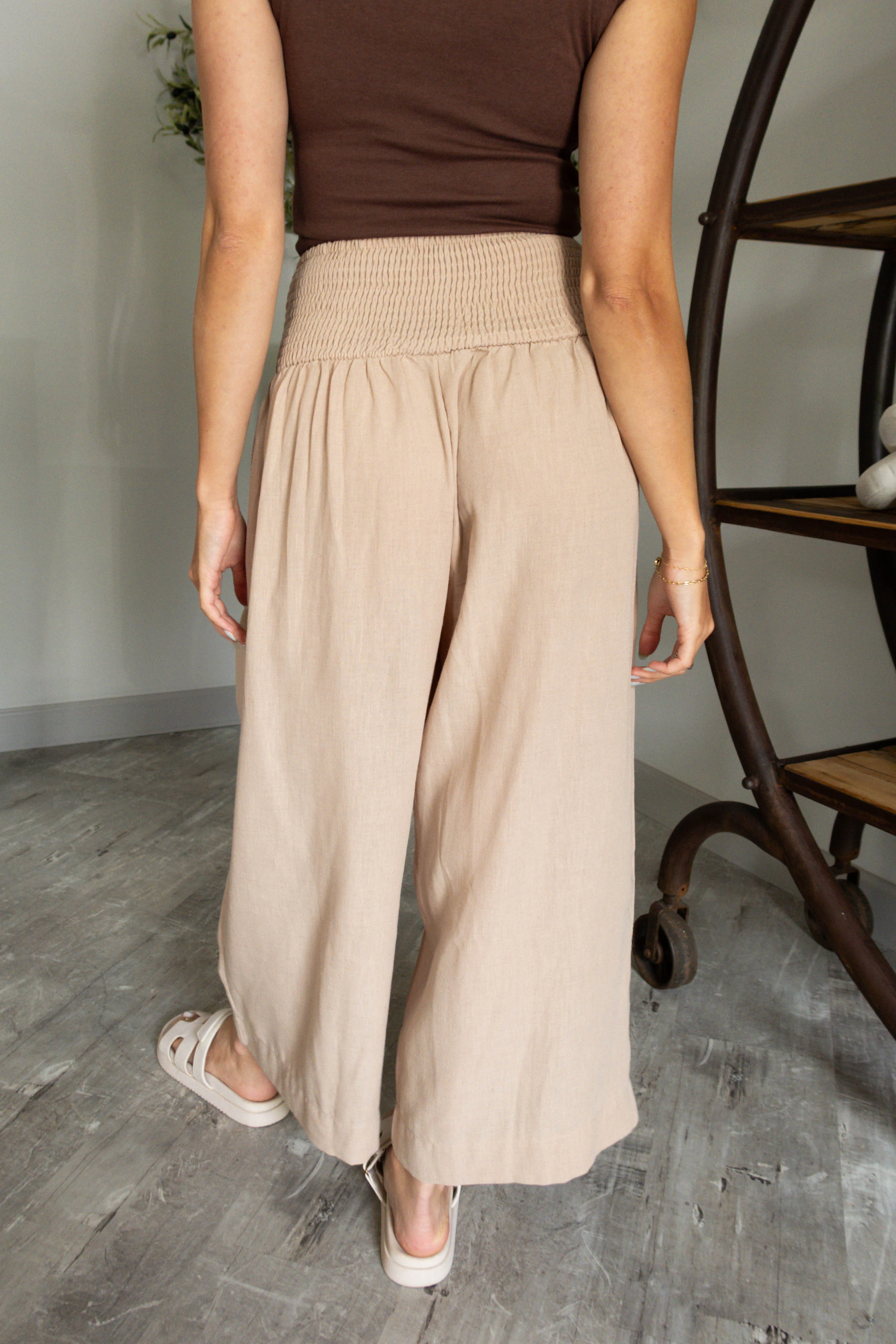 Camille Taupe Wide Leg Pants - Image 4