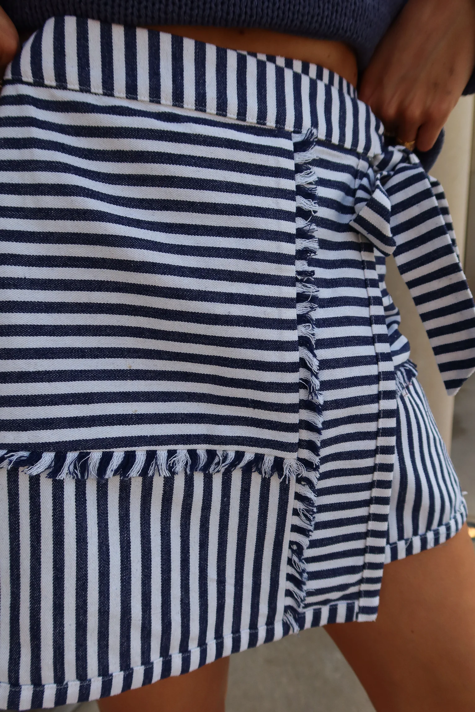 Cammie Navy & White Striped Mini Skort - Image 4