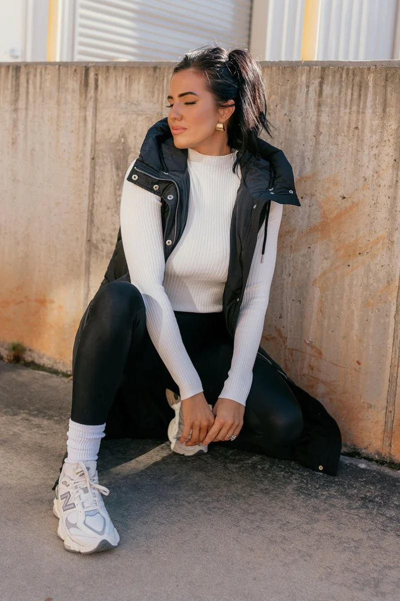 Camryn Black Longline Puffer Vest - Image 7