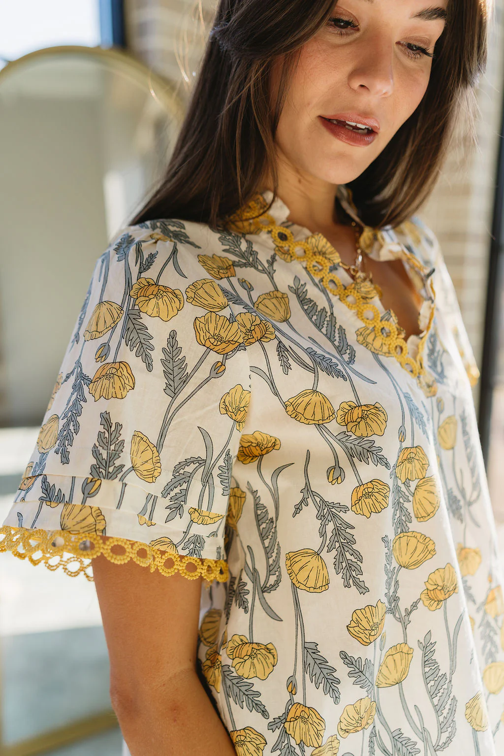 Camryn Yellow & Grey Floral Top - Image 3