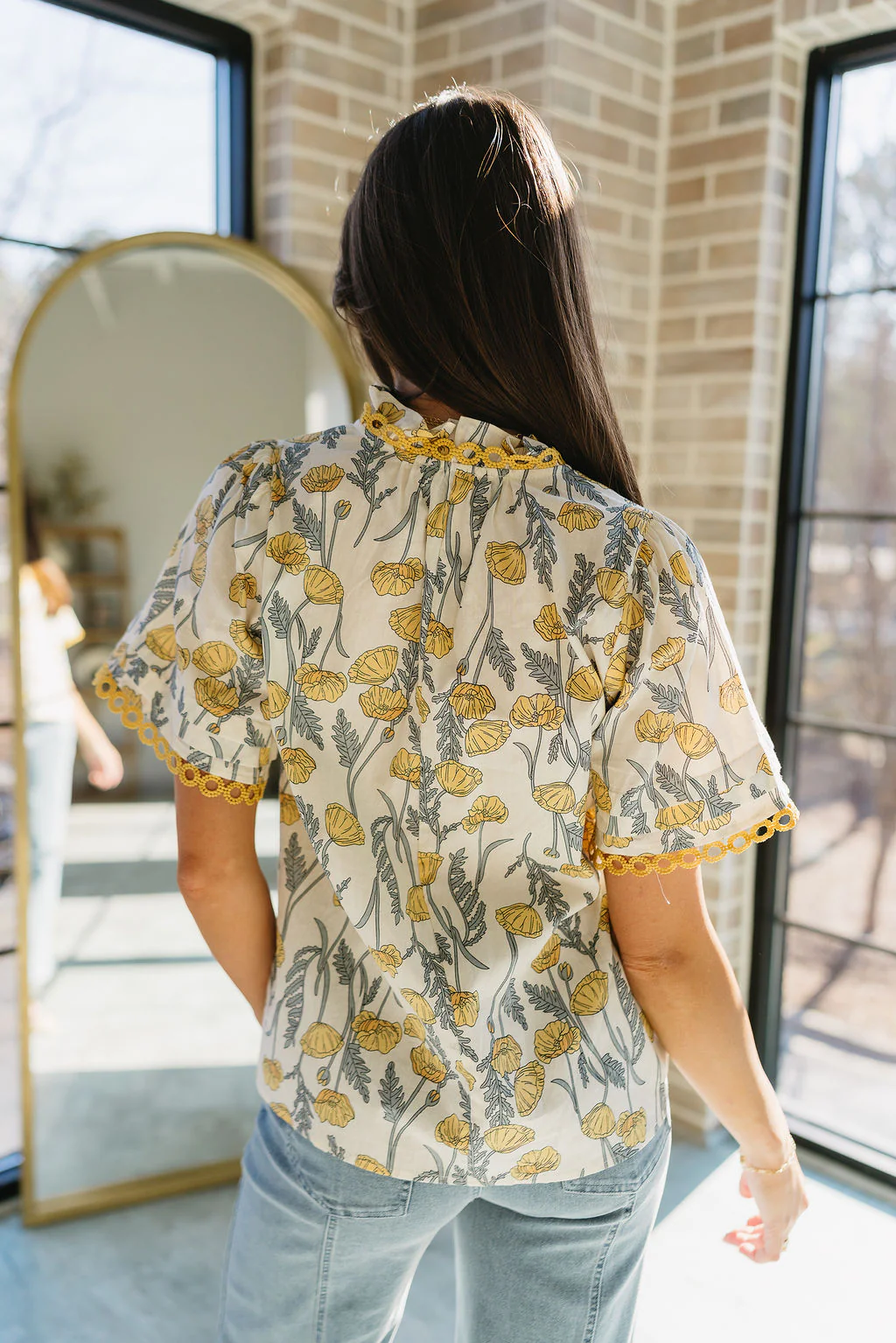Camryn Yellow & Grey Floral Top - Image 4
