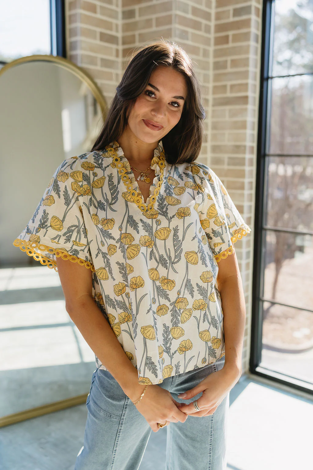 Camryn Yellow & Grey Floral Top - Image 5
