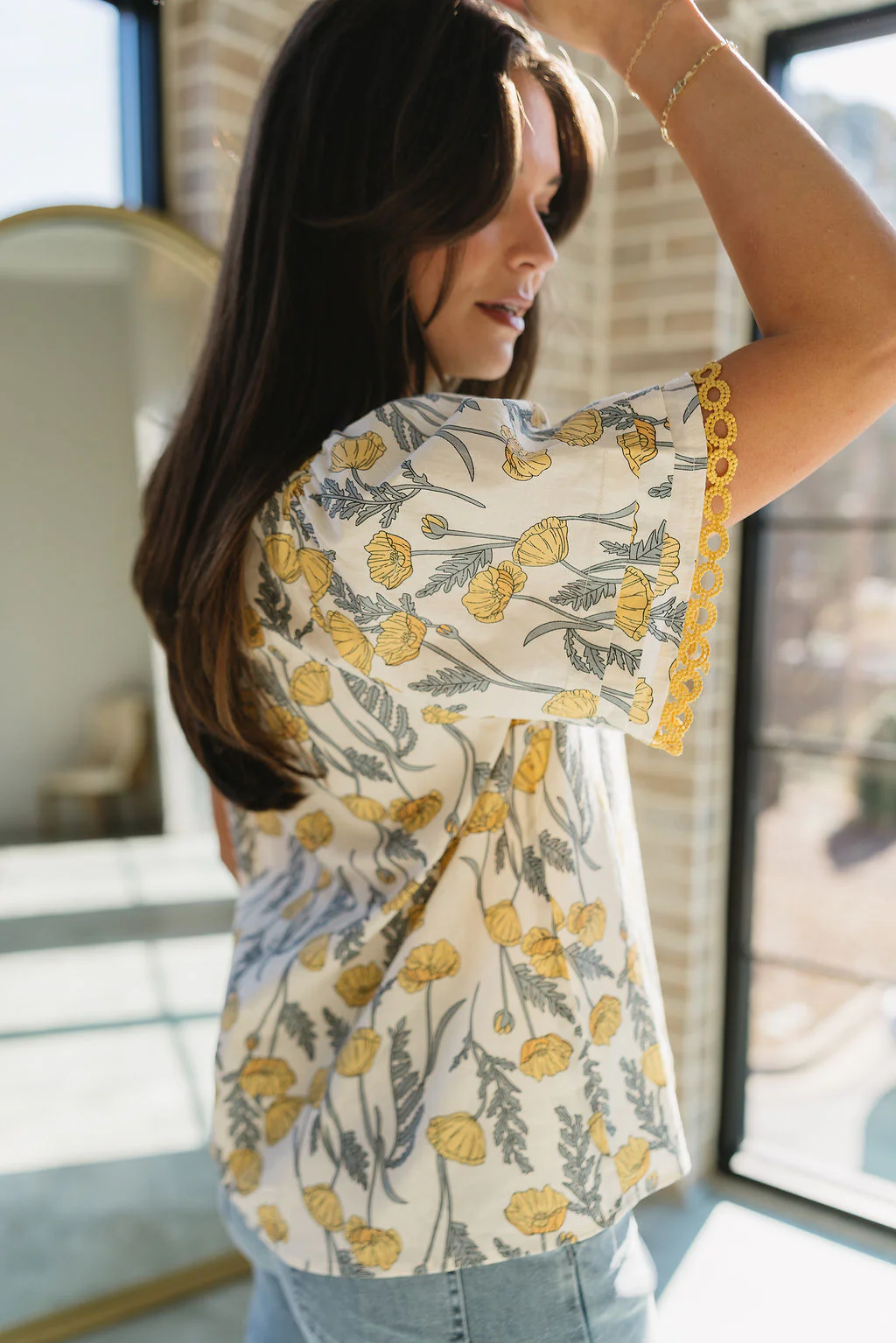 Camryn Yellow & Grey Floral Top - Image 6
