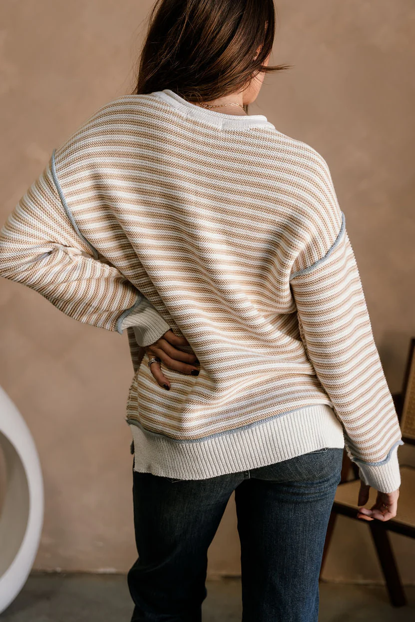 Candace White & Beige Striped Sweater - Image 8