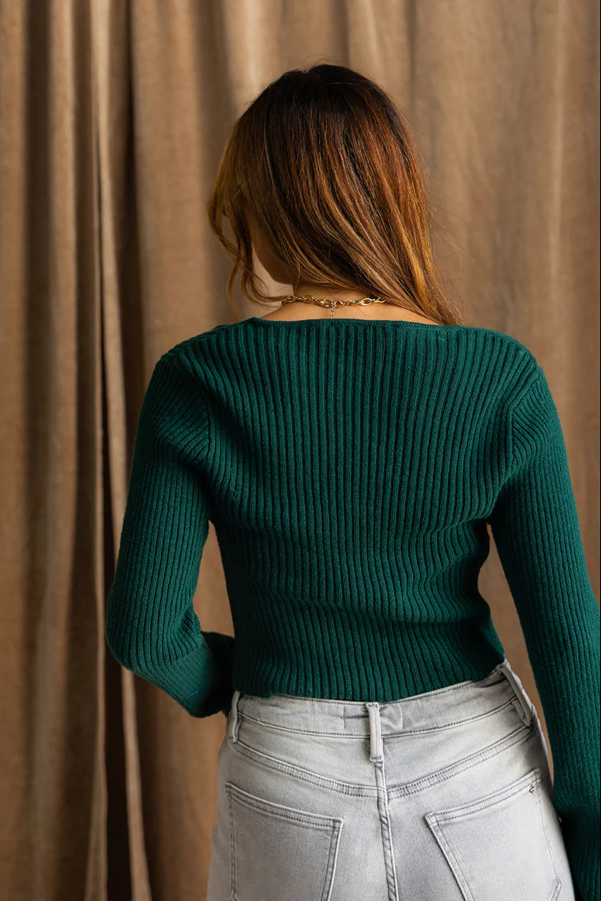 Candice Dark Green Front Tie Cardigan - Image 9