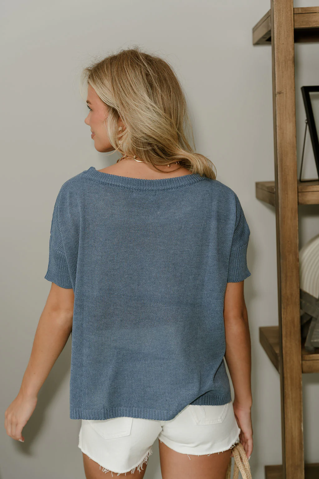 Capri Denim Blue Short Sleeve Sweater - Image 4